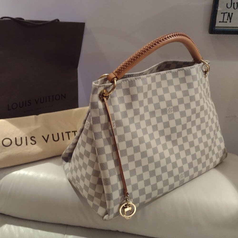 Louis Vuitton Checkered Handbag - Gray and Tan